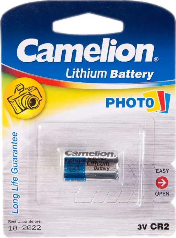 Батарейка, CAMELION, CR2-BP1, Lithium, 3V, 1 шт., Серебристый