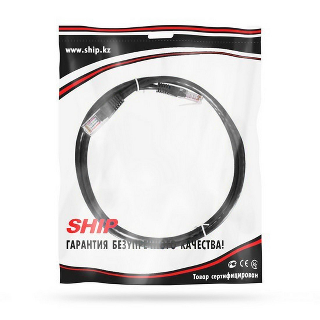 Патч Корд, SHIP, S3025BK0100-P, Cat.5e, UTP, LSZH, RJ-45, 1 м, Чёрный, Пол. пакет