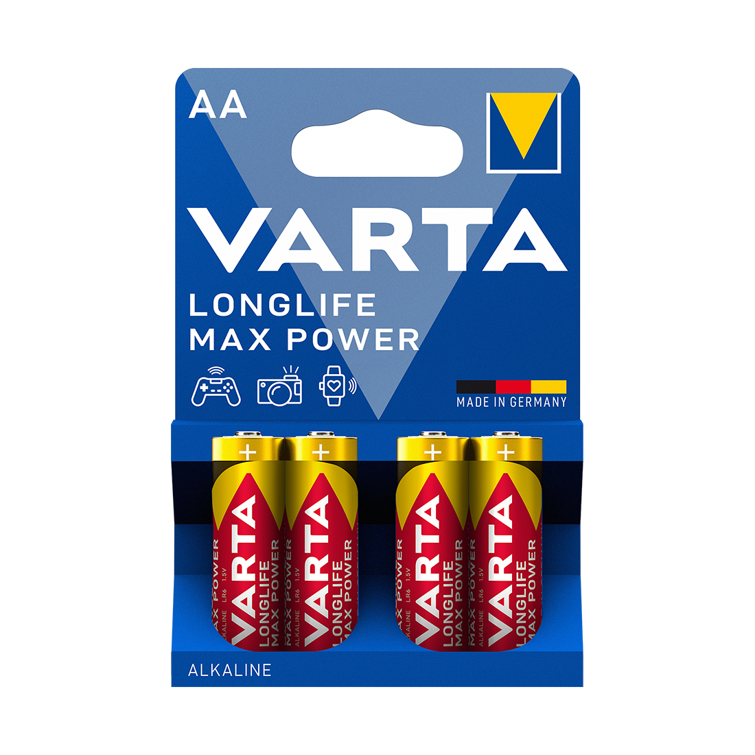 Батарейка VARTA, LR6 Longlife Power Max Mignon, AA, 1.5 V, 4 шт., Блистер