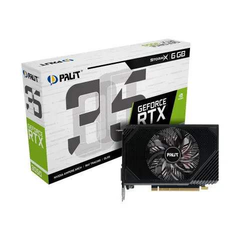 Видеокарта PALIT 6 Gb RTX3050 STORMX 6G,NE63050018JE-1070F,GDDR6, 96bit, DP, DVI, HDMI, 162*117*40 м