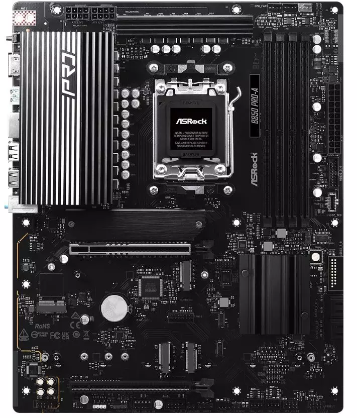 Мат.плата AMD ASRock B850 PRO-A AM5 4xDDR5 4xSATA 3xM.2 1xUM.2 18xUSB 1xHDMI ATX