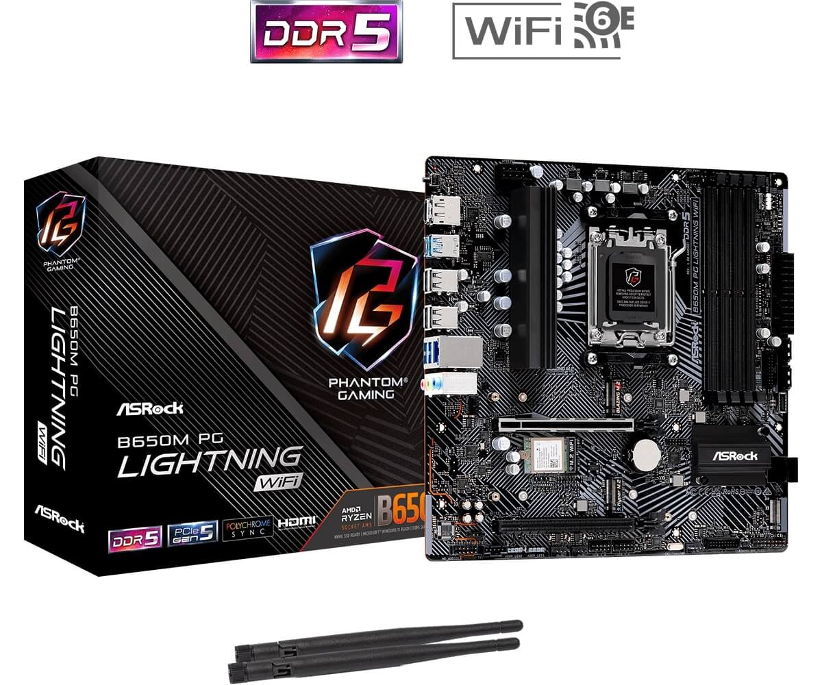 Мат.плата AMD ASRock B650M PG Lightning WIFI AM5 4xDDR5 4xSATA3 3xM.2 HDMI DP mATX