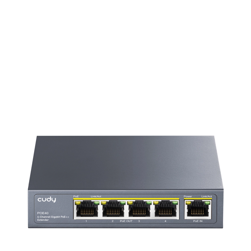Удлинитель POE CUDY POE40 <4 Channel 10/100/1000Mbps PoE++ Extender, IEEE802.3af/at/bt, 1 x PoE++ In