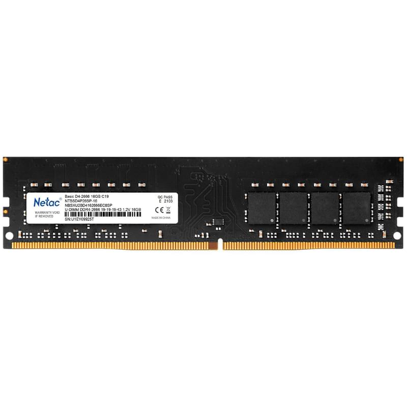 DDR4 Netac 16 Gb Basic, NTBSD4P26SP-16, DDR4 DIMM, 16Gb, 2666Mhz, C19