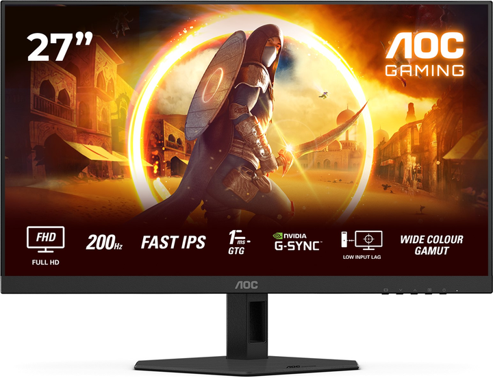 Монитор Игровой 27" AOC 27G4HRE/01 IPS 1920x1080 200Hz 0.5ms 300cd/m 1000:1 2xHDMI DP 2x2W Черный