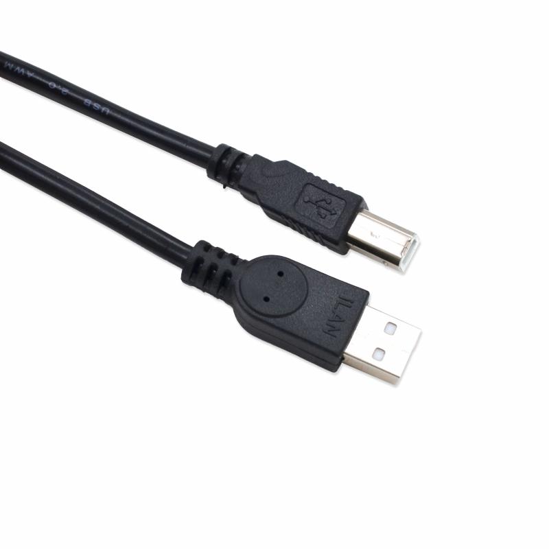 Кабель USB AM - USB BM 5м, интерфейсный `iLAN`, чёрный,  5м, (св.пак)