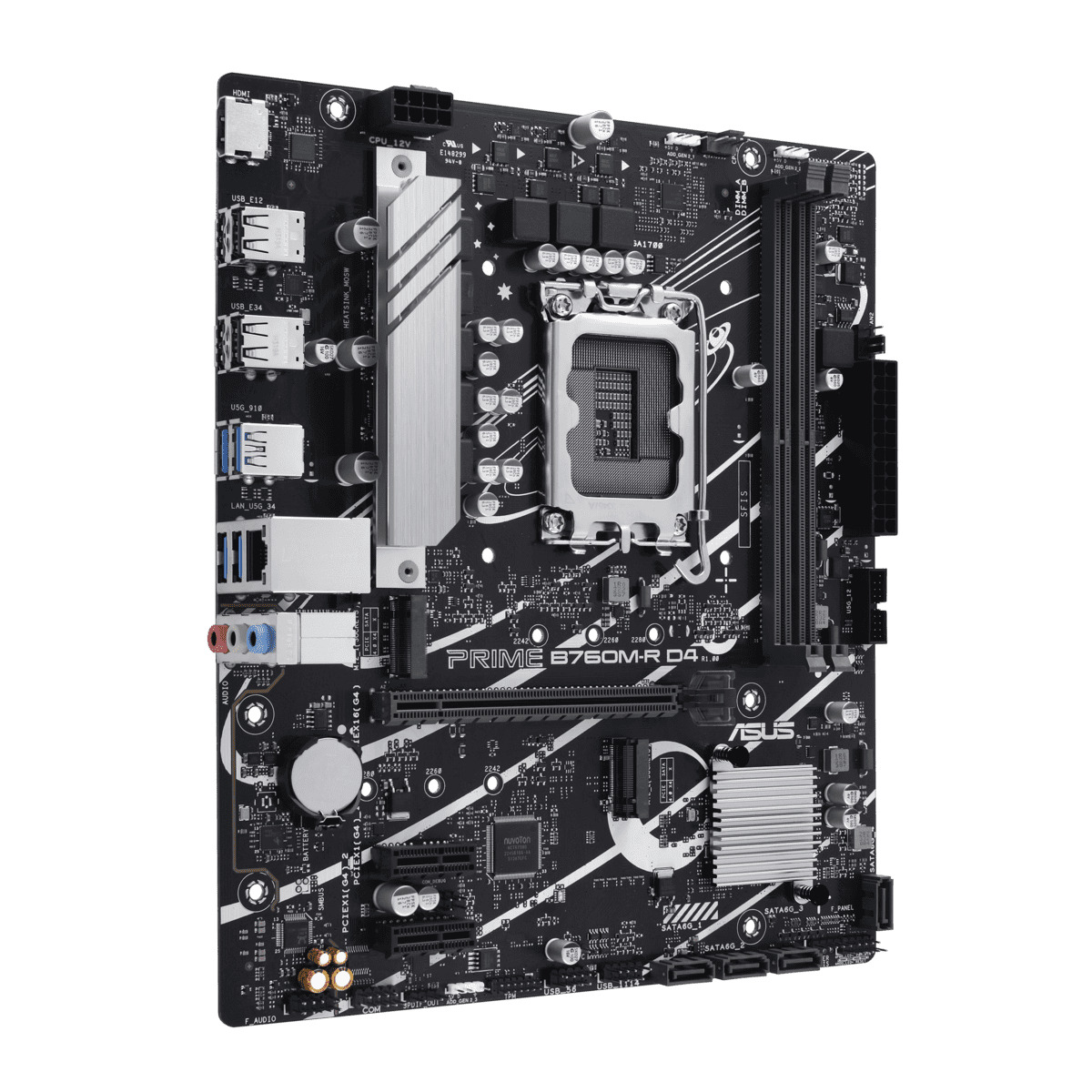 Мат.плата ASUS PRIME B760M-R D4, LGA1700 2xDDR4 4xSATA3 2xM.2 RAID HDMI mATX