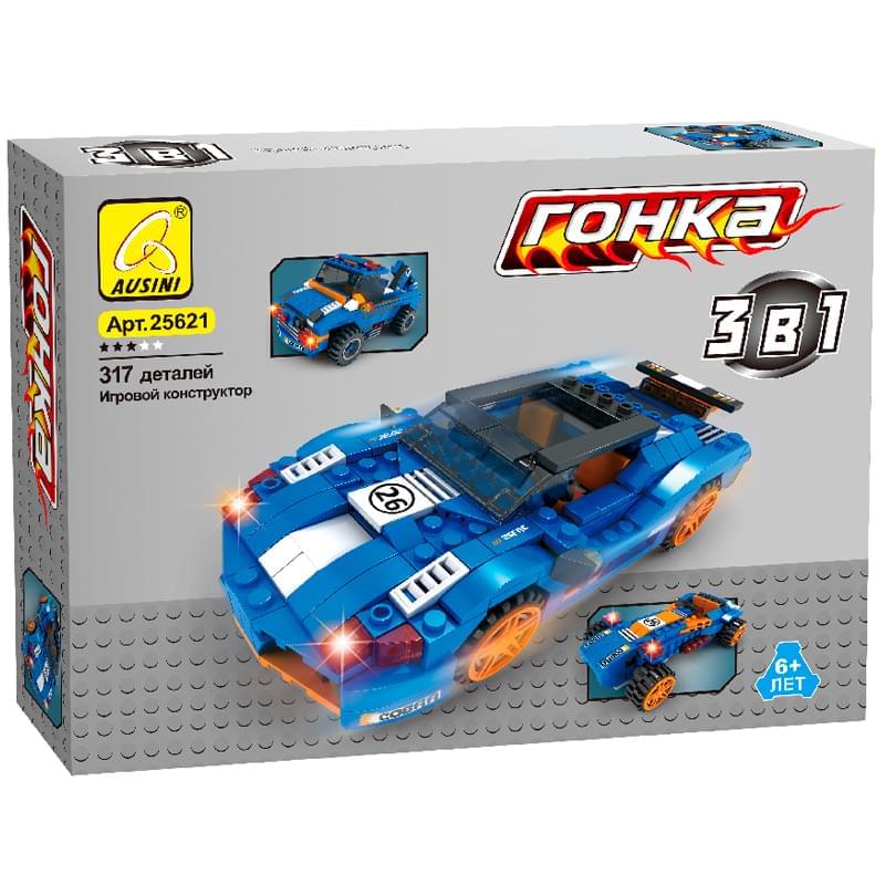 Игровой конструктор, Ausini, 25621, Гонки, Гоночный автомобиль Cobra 3в1, 317 деталей, Цветная короб