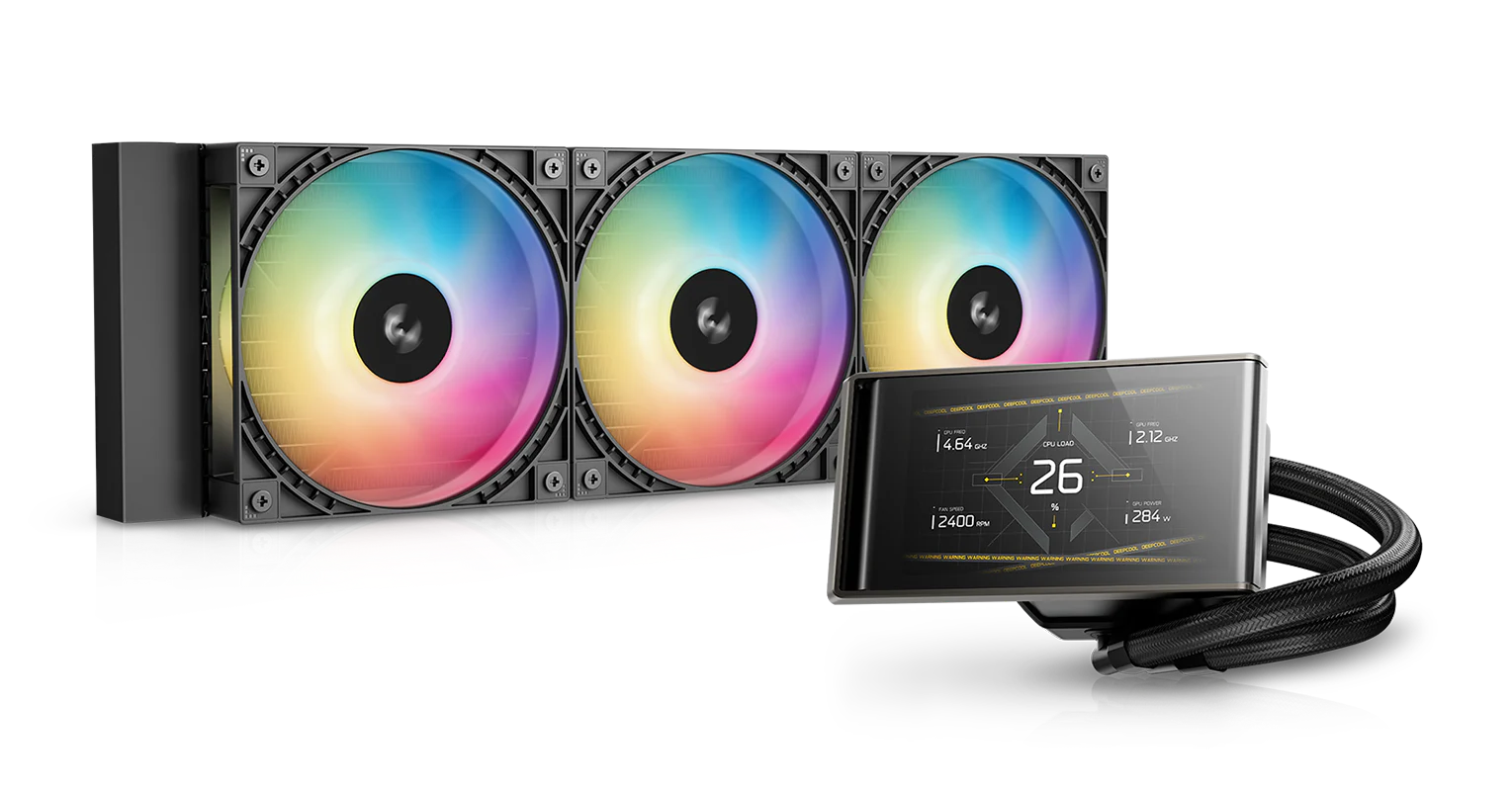 Кулер с водяным охлаждением, Deepcool, LT360 VISION ARGB R-LT360VISION-BKAMMC-G-1, Intel 1851/1700/1200/115х и AMD AM5/AM4/, TDP 300W, 3*120мм ARGB, 5