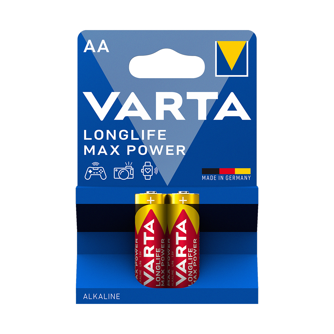 Батарейка VARTA, LR6 Longlife Power Max Mignon, AA, 1.5V, 2 шт., Блистер