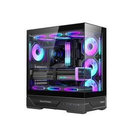 Корпус Huntkey, GX760A Fortune, ATX/Micro ATX, USB 1*3.0/2*2.0, HD-Audio, Кулер 4*12см ARGB, Высота процессорного кулера до 160 мм, Длина VGA до 400мм