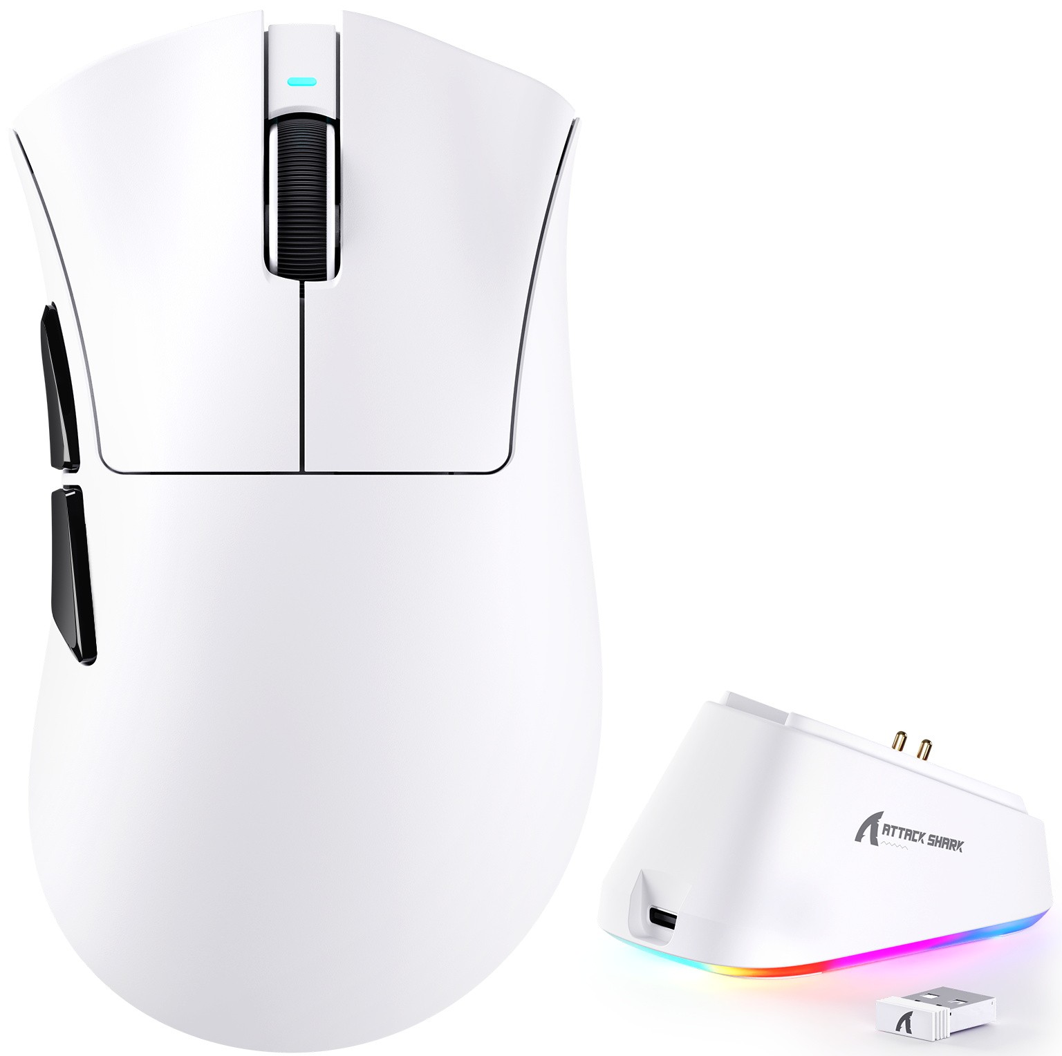 Мышь Attack Shark V3 PRO White, PAW3311, 25000 DPI, 2.4/BT/USB-C, 100 Million Clicks, 500mAh, 62±3g,