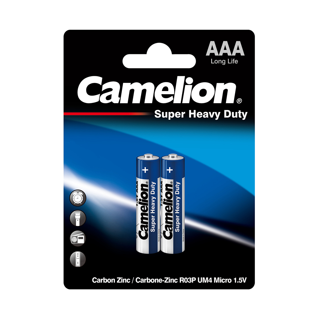 Батарейка, CAMELION, R03P-BP2B, Super Heavy Duty, AAA, 1.5V, 550mAh, 2 шт. в блистере