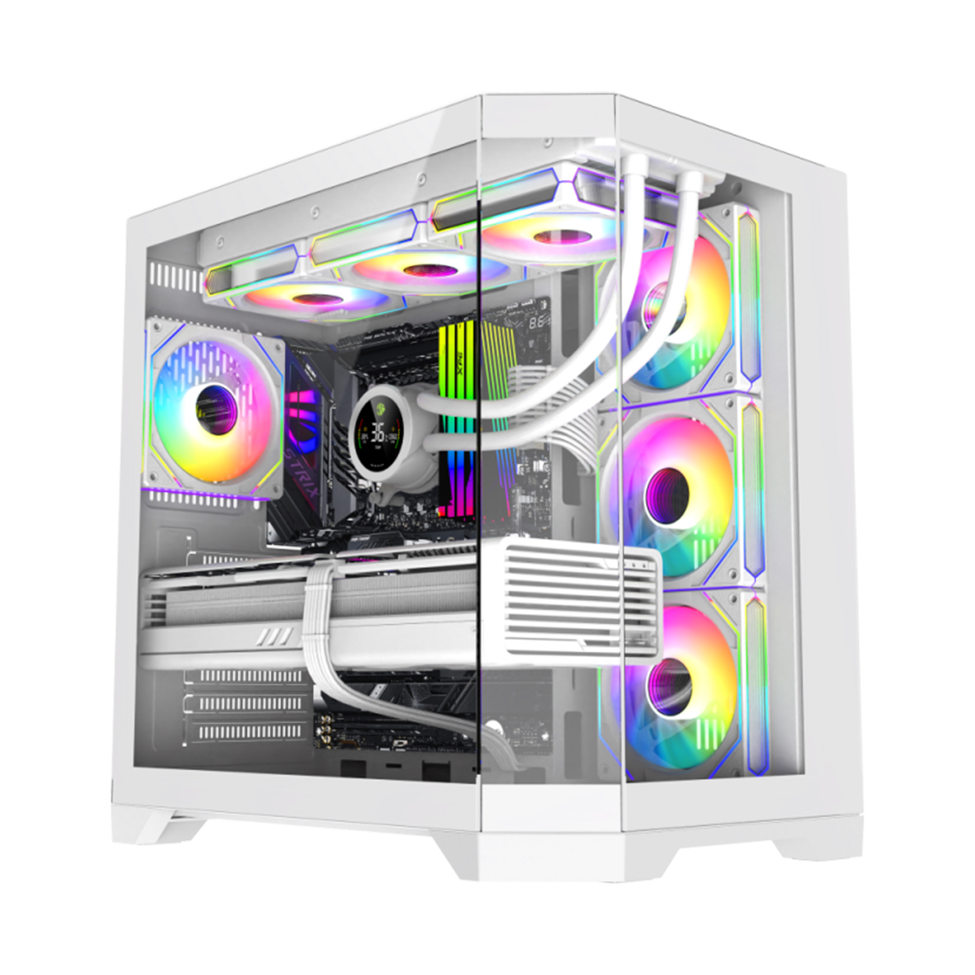 Корпус Gamemax, Hype-A WH, 9101-0000R0188, 14100902945, Mid-Tower, ATX/ m-ATX, USB3.0*1/ USB2.0*2/ HD-Audio, Кулер ARGB 4*12см, Высота процессорного к
