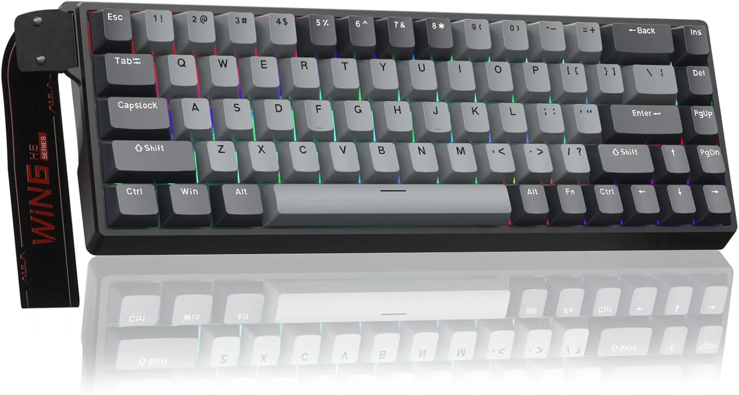 Клавиатура AULA WIN68, Magnetic, Gray Wood switch, 68 keys EN/RU, wired, Light grey + Dark grey Xingyi / WIN68HE PRO LGDG