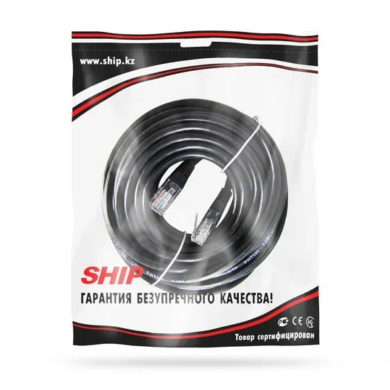 Патч Корд, SHIP, S3025BK1000-P, Cat.5e, UTP, LSZH, RJ-45, 10 м, Чёрный, Пол. пакет