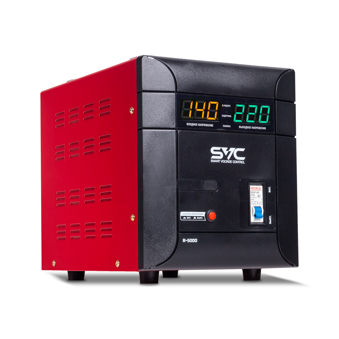 Стабилизатор (AVR), SVC, R-5000, 5000ВА/5000Вт, Диапазон работы AVR: 140-260В, Выходное напряжение: