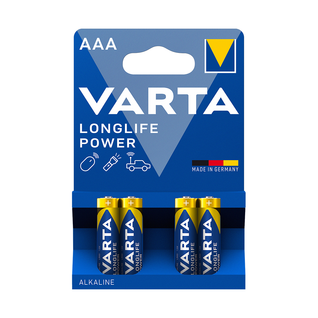 Батарейка VARTA, LR03 Longlife Power Micro, AAA, 1.5 V, 4 шт., Блистер