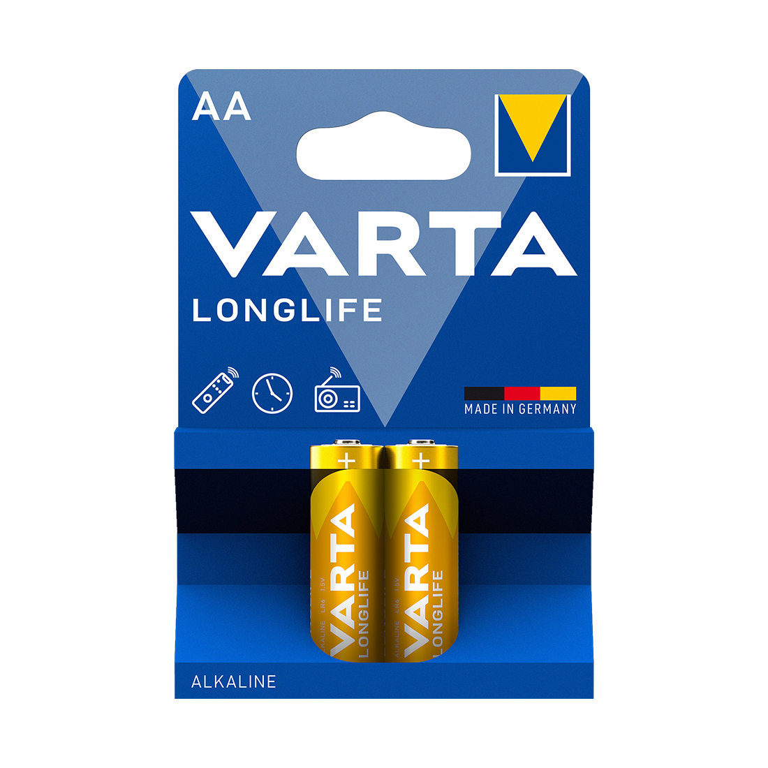 Батарейка VARTA, LR6 Longlife Mignon, AA, 1.5 V, 2 шт., Блистер