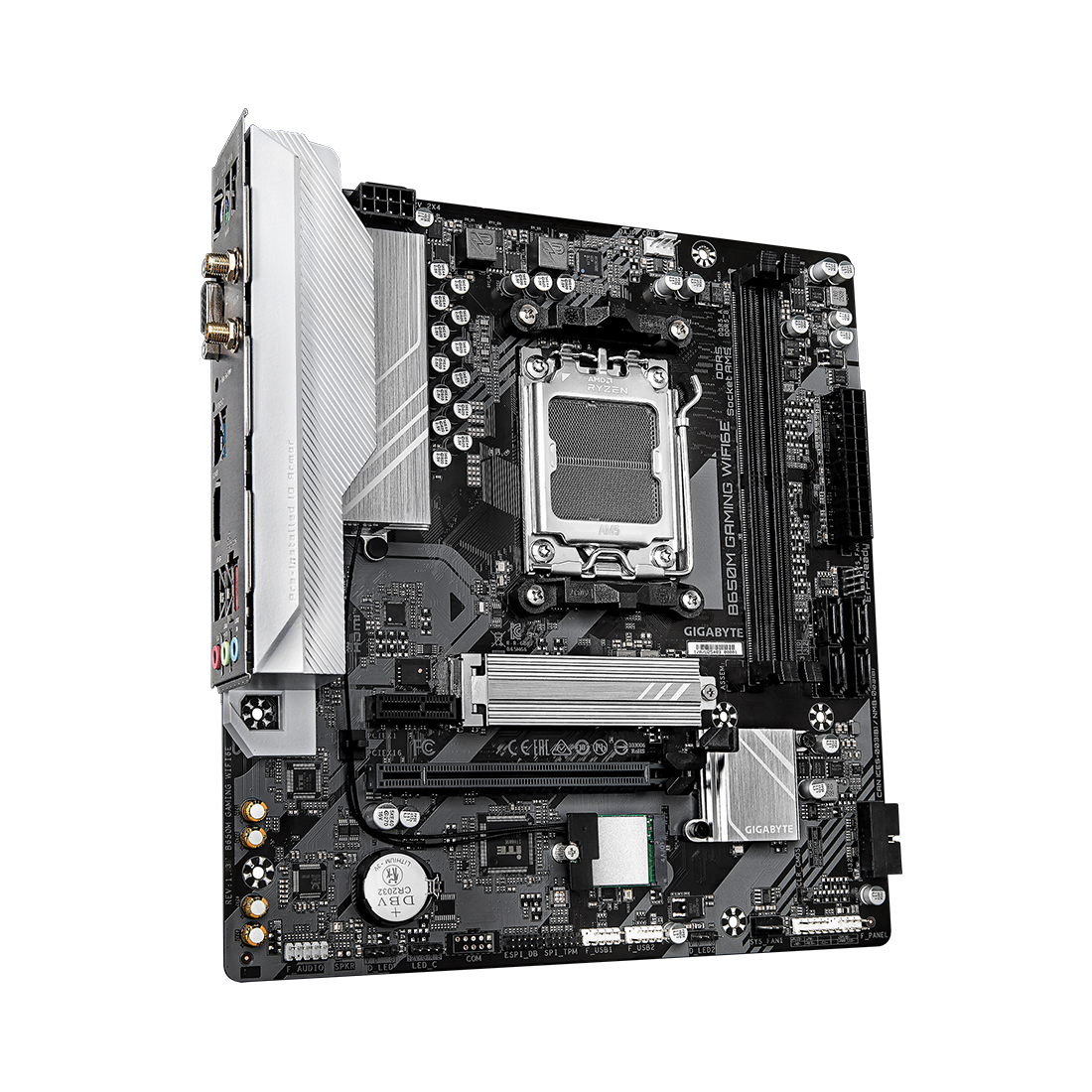 Мат.плата AMD Gigabyte B650M GAMING WIFI6E, AM5, B650, 2xDDR5 4400/4800/5200/6400(OC), 4xSATA3, 1xM.2 (PCIe 4.0 x4/x2), RAID, 1xHDMI, 1хD-Sub, 1xPCI-E