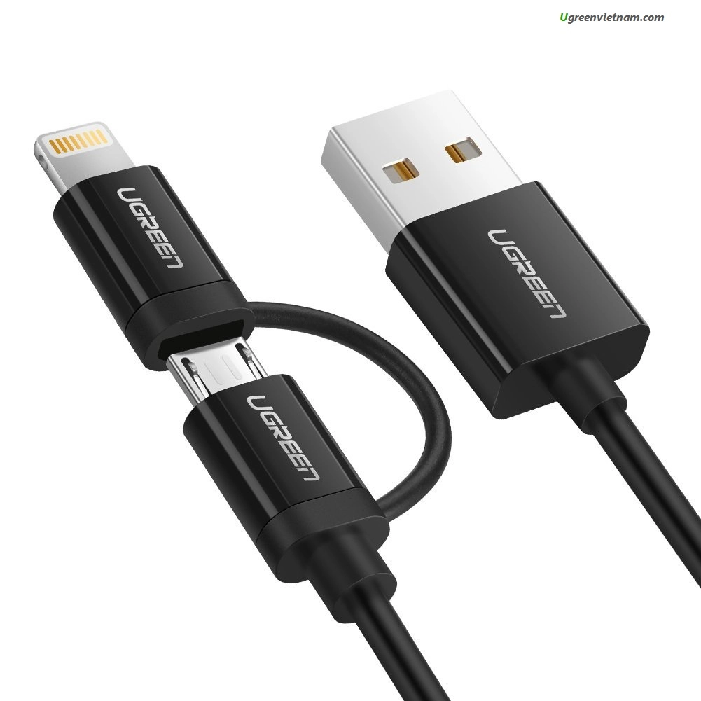 Кабель Lightning MicroUSB Ugreen US178 <USB2.0, BLACK, 1.5M, 40941>