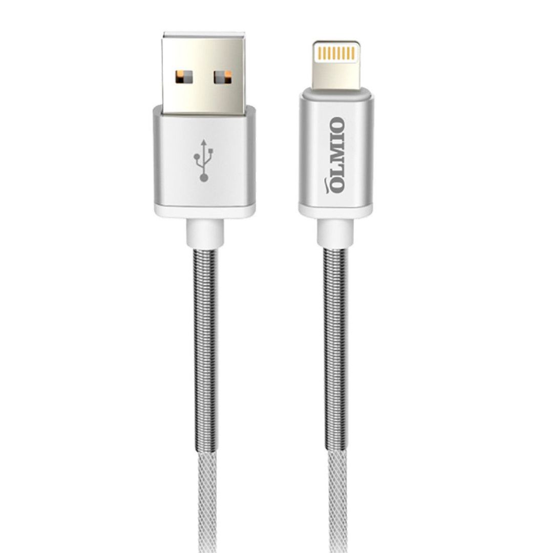 Кабель OLMIO HD, USB 2.0 - lightning, 1.2м, 2.1A, белый