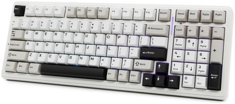 Клавиатура AULA F99, Light Grey+White+Dark Grey, mechanical, Reaper switch, EN/RU/KZ, 2.4/BT/cable