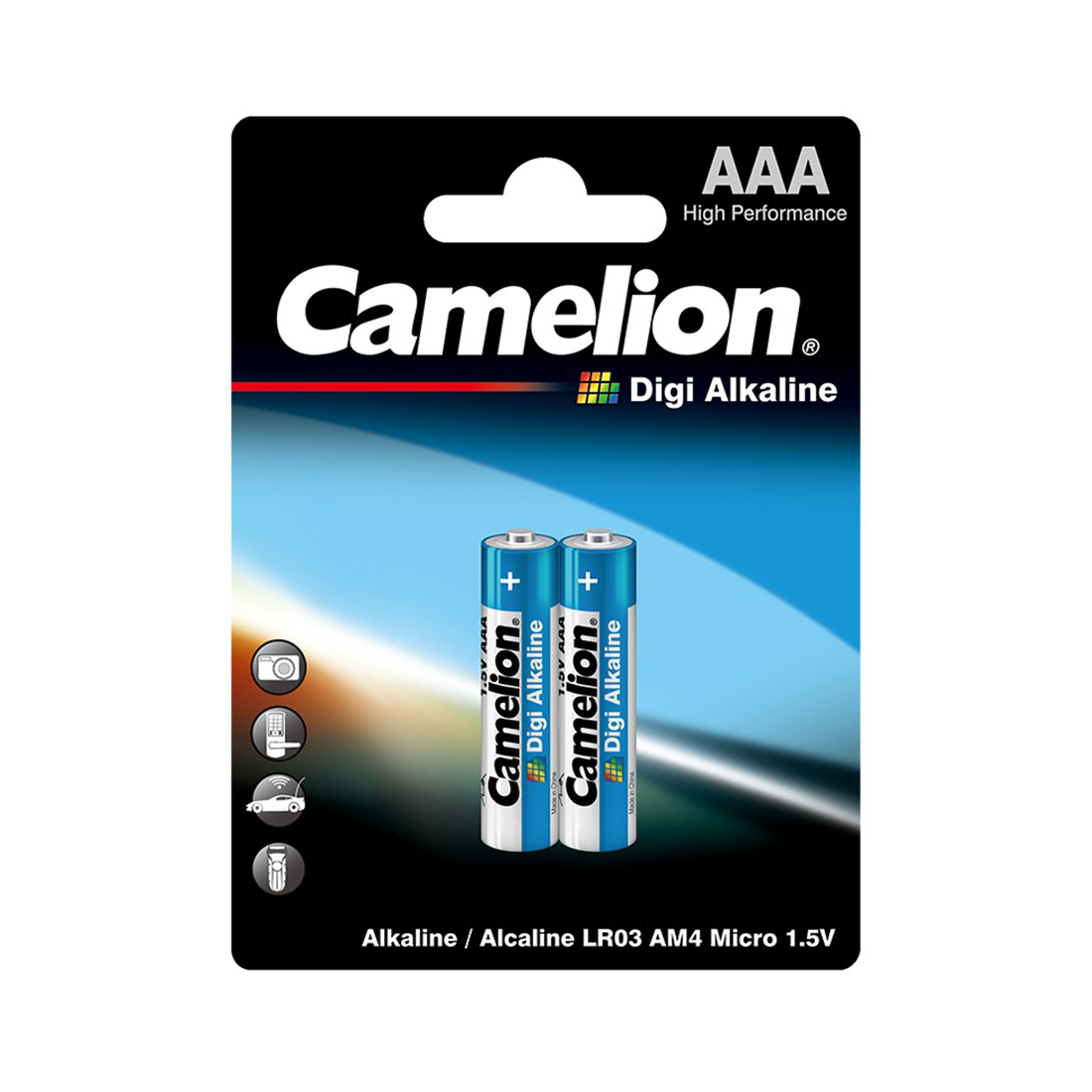 Батарейка, CAMELION, LR03-BP2DG, Digi Alkaline, AAA, 1,5V, 1250mAh, 2 шт,, Блистер