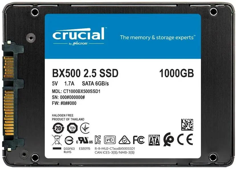 1000 Gb SSD Crucial BX500 2.5” SATA3 R540Mb/s, W500MB/s 7mm CT1000BX500SSD1