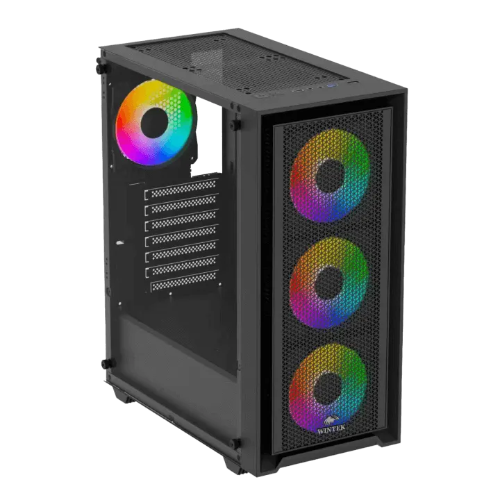 Корпус Wintek Apollo 802-W-M TG, ATX/Micro ATX, USB 1*3.0/2*2.0, HD+Mic, 4*12cm ARGB+contr, White