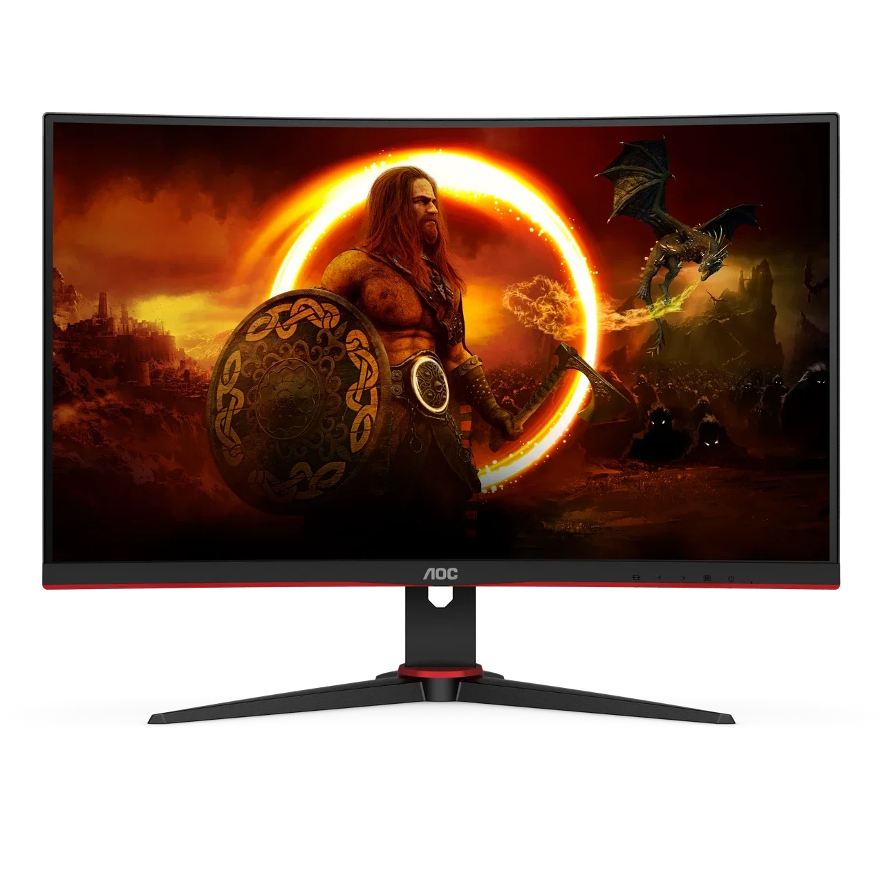 Изогнутый Профессиональный Игровой Монитор 23,6" AOC C24G2AE/BK VA 165Hz 1ms 250cd/m 178/178 Curved 1500R 3000:1 80млн:1 2xHDMI 1xD-SUB 2x2W Black/Red