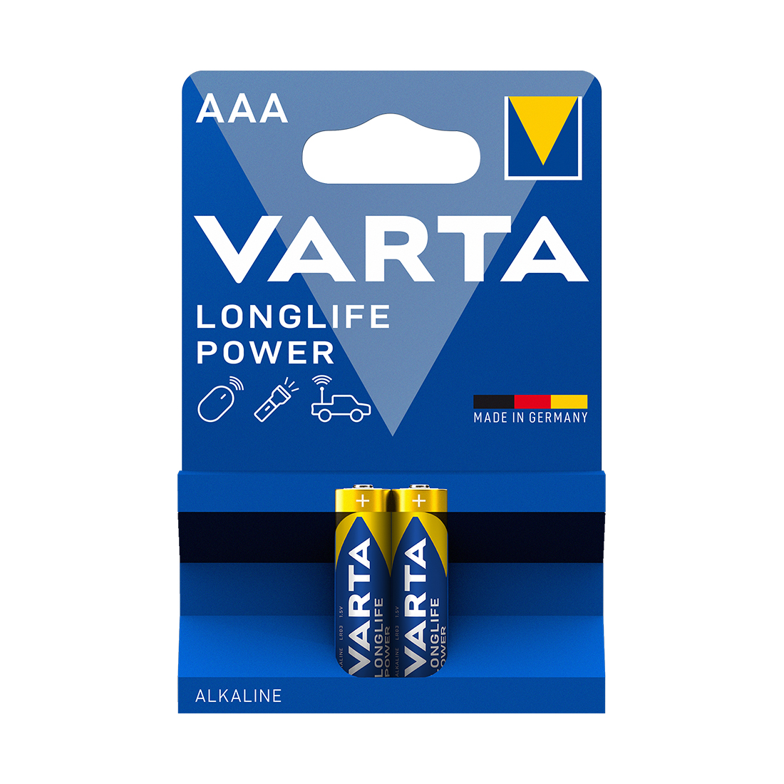 Батарейка VARTA, LR03 Longlife Power Micro, AAA, 1.5 V, 2 шт., Блистер