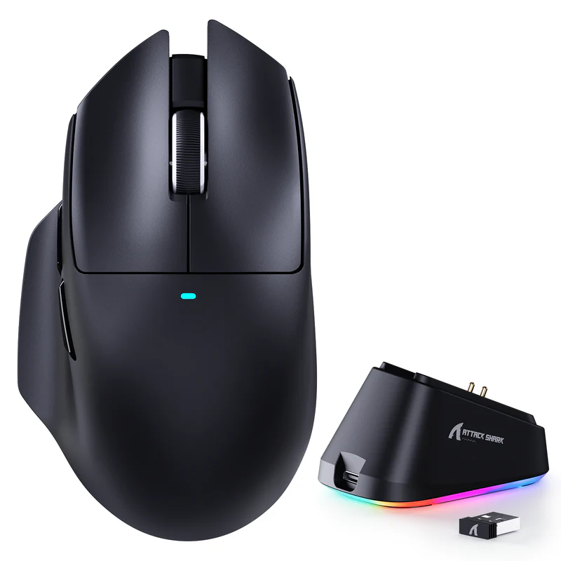 Мышь Attack Shark V6 Black, PAW3311, 25000 DPI, 2.4/BT/Wired, 100 Million Clicks, 500mAh, 65±3g