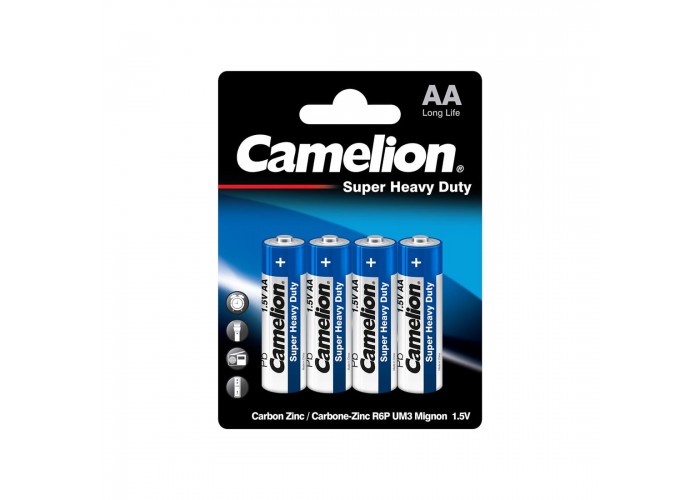 Батарейка, CAMELION, R6P-BP4B, Super Heavy Duty, AA, 1,5V, 1050mAh, 4 шт,, Блистер