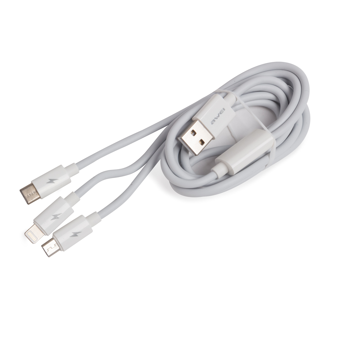 Кабель Awei, 3 in 1 cable CL-120, 2A, 1.2m, Белый