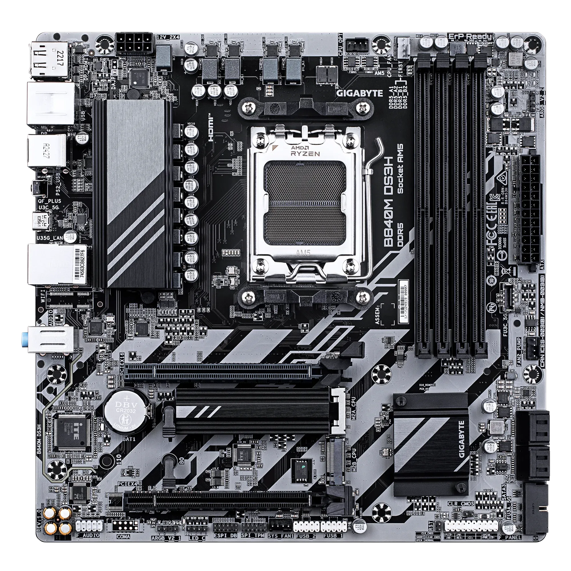Мат.плата AMD Gigabyte B840M D2H ,MB Socket AM5, MATX, AMD B840 (DP+HDMI), 4DDR5, PCIx16