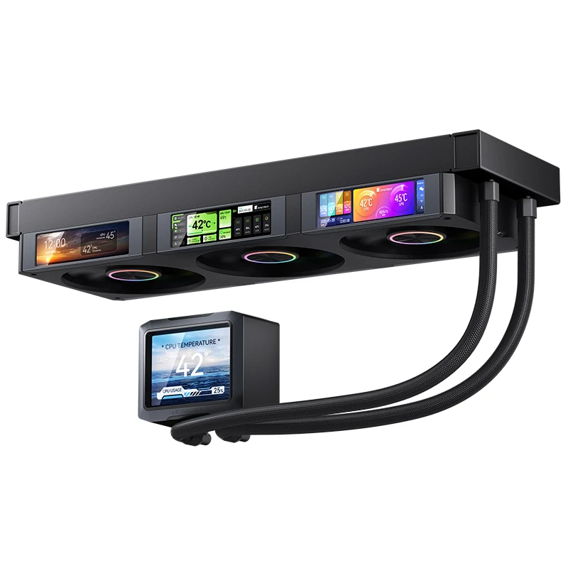 Кулер с водяным охлаждением, Jonsbo, TF3-360SCB Black, TF3-360SCB Black, intel 1151/1200/1700/1851 и amd AM4/AM5, TDP 325W, 3*120 мм, 700-2400 об/мин,