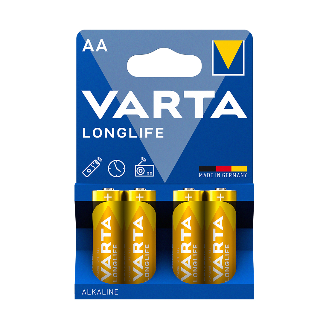 Батарейка VARTA, LR6 Longlife Mignon, AA, 1.5V, 4 шт., Блистер