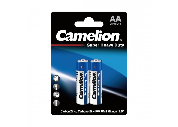 Батарейка, CAMELION, R6P-BP2B, Super Heavy Duty, AA, 1.5V, 1050 mAh, 2 шт., в блистере