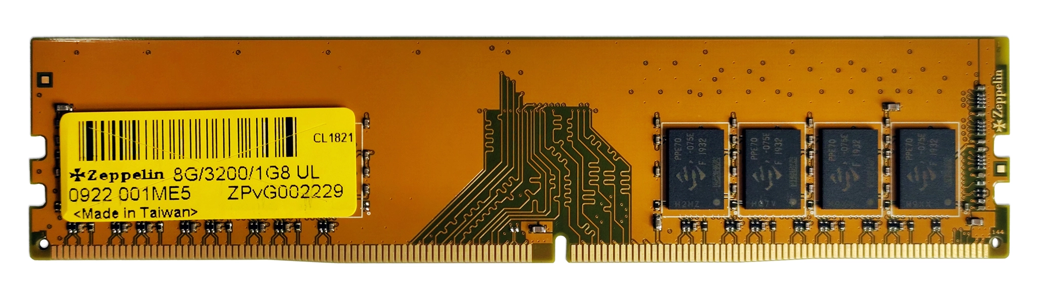 DDR4 PC-25600 (3200 MHz)  8Gb Zeppelin <1Gx8, Gold PCB>