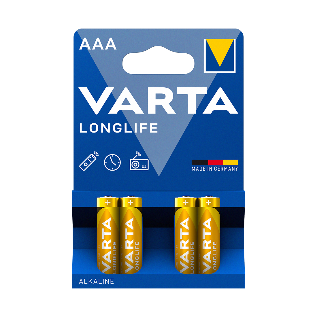 Батарейка VARTA, LR03 Longlife Micro, AAA, 1.5 V, 4 шт., Блистер