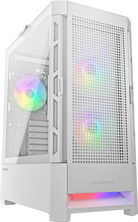 Корпус HEC Cougar, Airface RGB White, ATX/Micro ATX/Mini ITX, USB 2*3.0/2.0, HD-Audio+Mic, Кулер 2*1