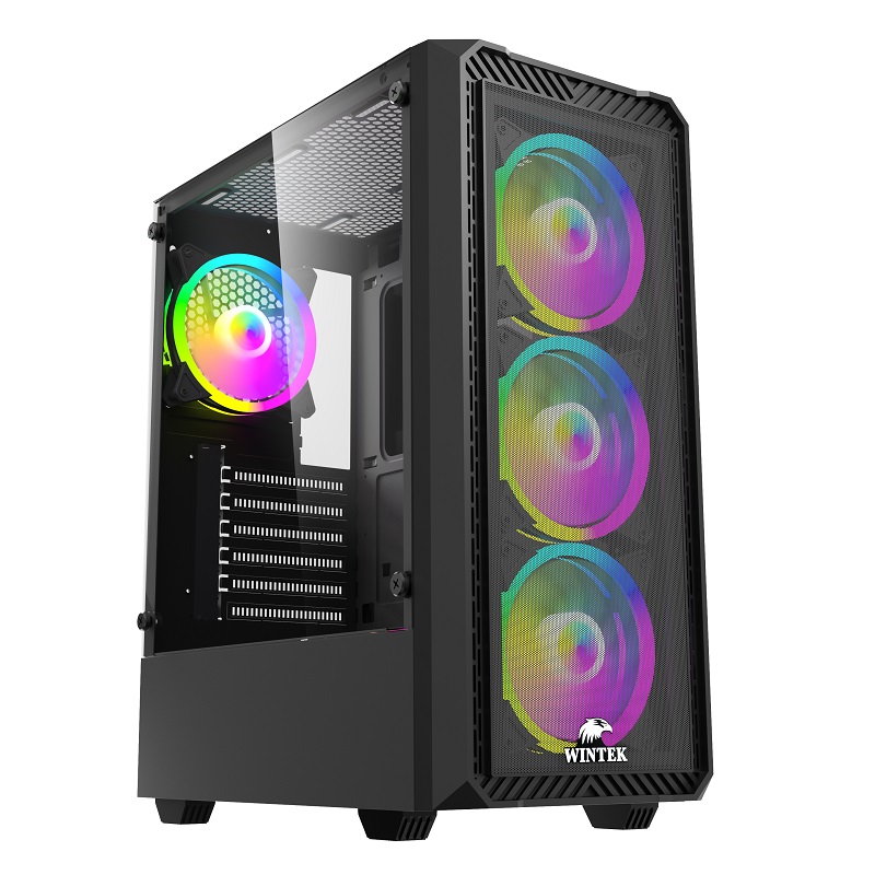 Корпус Wintek LC Musson 8020-B TG, ATX/Micro ATX, USB 1*3.0/2*2.0, HD+Mic, 0,45mm, 4*12cm RGB fan