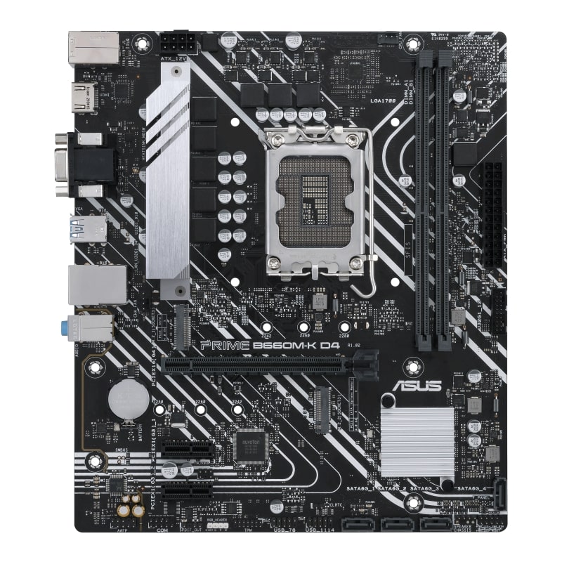 Мат.плата ASUS PRIME B660M-K D4, LGA1700 2xDDR4 4xSATA3 2xM.2 RAID D-Sub HDMI DP mATX