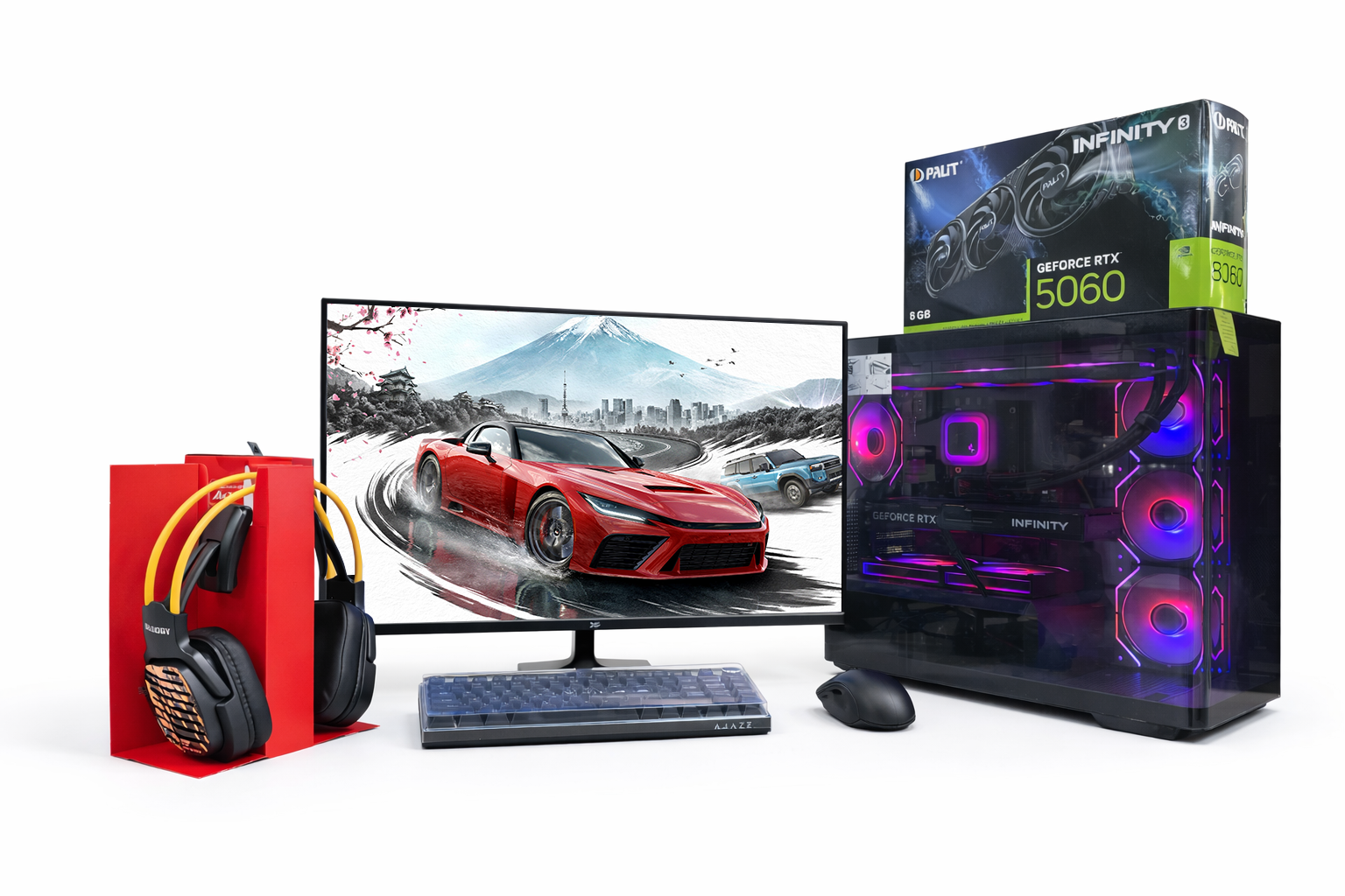 ИГРОВОЙ ПК с МОНИТОРОМ i5-13400F/B760M/Вод,охл LE360/8+8 DDR5/1 Tb NVMe/RTX5060 8 Gb/D300 Black/750W/27" XG 240Hz/AK820/AJ139/G565 Energy