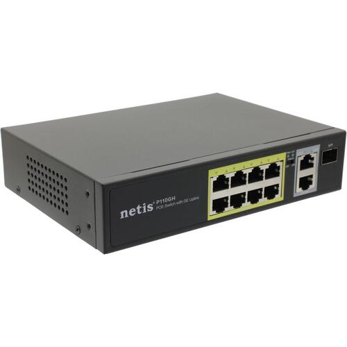 Сетевой коммутатор Netis P110GH, черный ,Switch 8 port 10/100/1000M, 8x PoE, 2x 10/100/1000M Uplink,