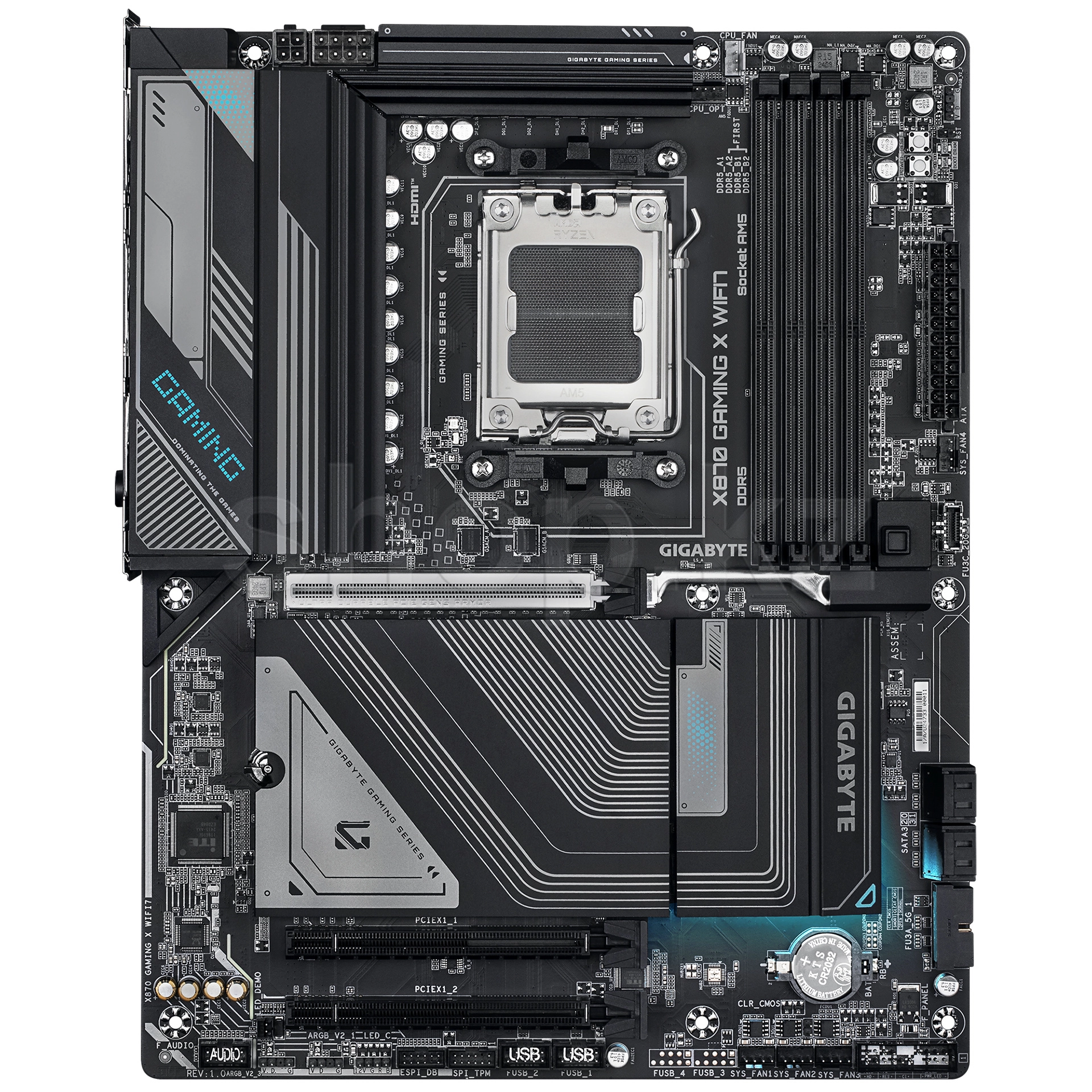 Мат.плата AMD Gigabyte X870 GAMING X WIFI7 ,MB Socket AM5, ATX, AMD X870 (HDMI), 4DDR5, 3PCIx16