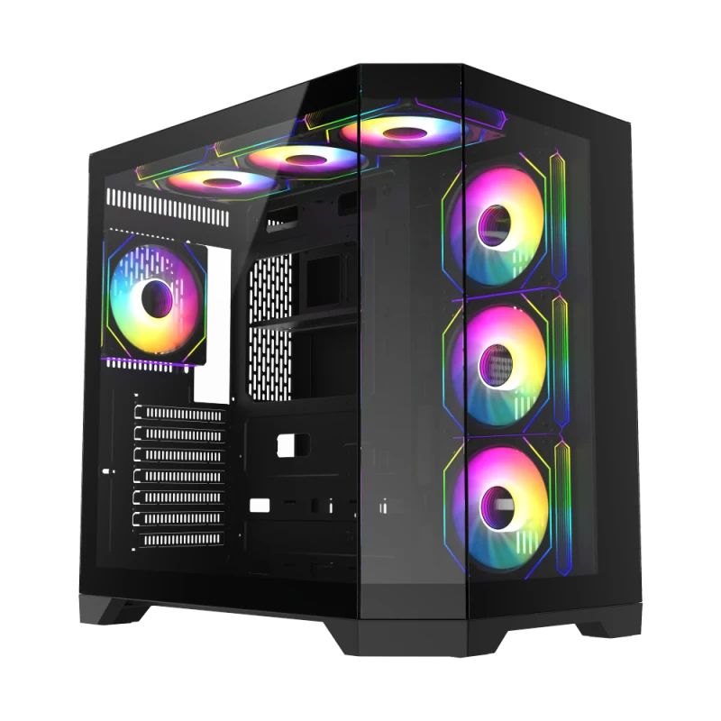 Корпус Gamemax, Hype-A BK, 14100902944, Mid-Tower, ATX/ M-ATX/ M-ITX, USB3.0*1/ USB2.0*2/ HD-Audio, Кулер ARGB 4*12см, Высота процессорного кулера 157