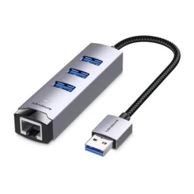 Сетевая карта USB3.0- LAN+3*USB3.0 `Mindpure` UR009, LX10632, 1000Mbps, алюминий