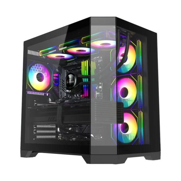 Корпус Gamemax, Hype-A BK, 9101-0000R0165, 14100902944, Mid-Tower, ATX/ M-ATX/ M-ITX, USB3.0*1/ USB2.0*2/ HD-Audio, Кулер ARGB 4*12см, Высота процессо